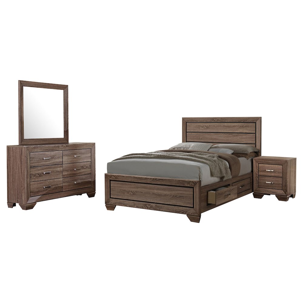 Kauffman 4-piece Queen Bedroom Set Washed Taupe. Picture 1