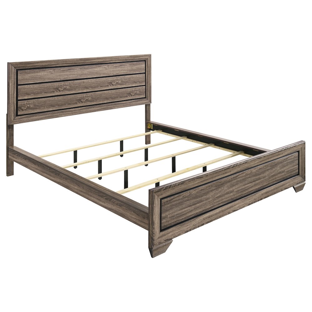 Kauffman Wood California King Panel Bed Washed Taupe. Picture 1