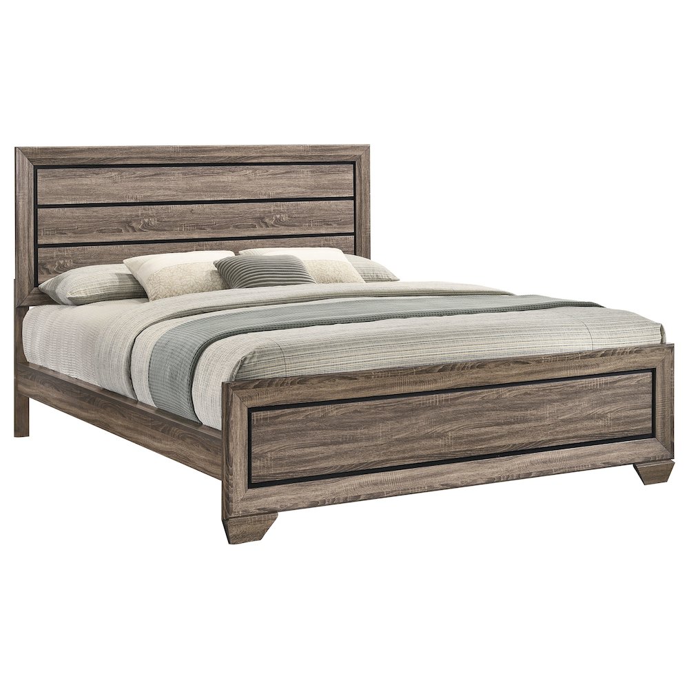 Kauffman Wood California King Panel Bed Washed Taupe. Picture 3
