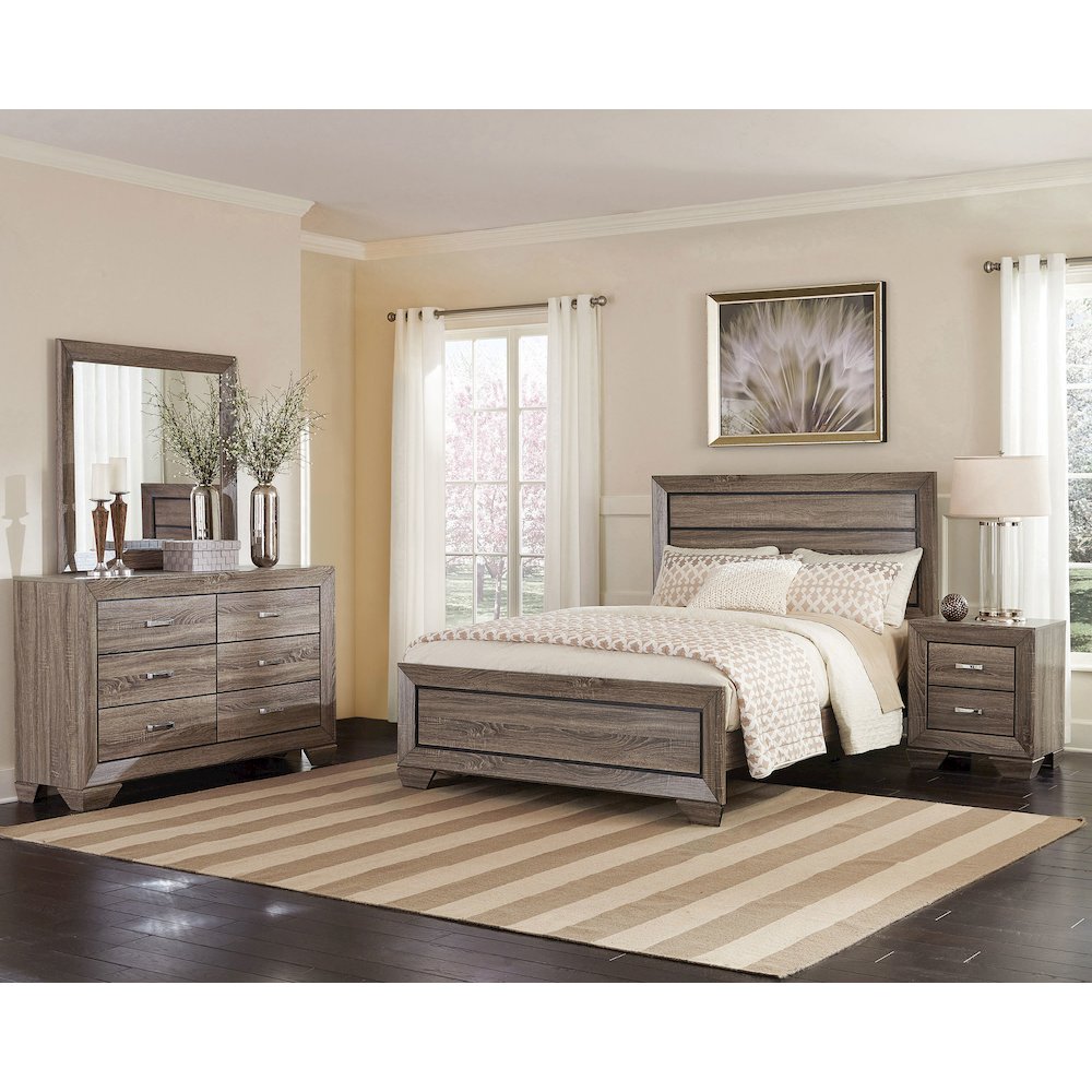 Kauffman Wood Queen Panel Bed Washed Taupe. Picture 9