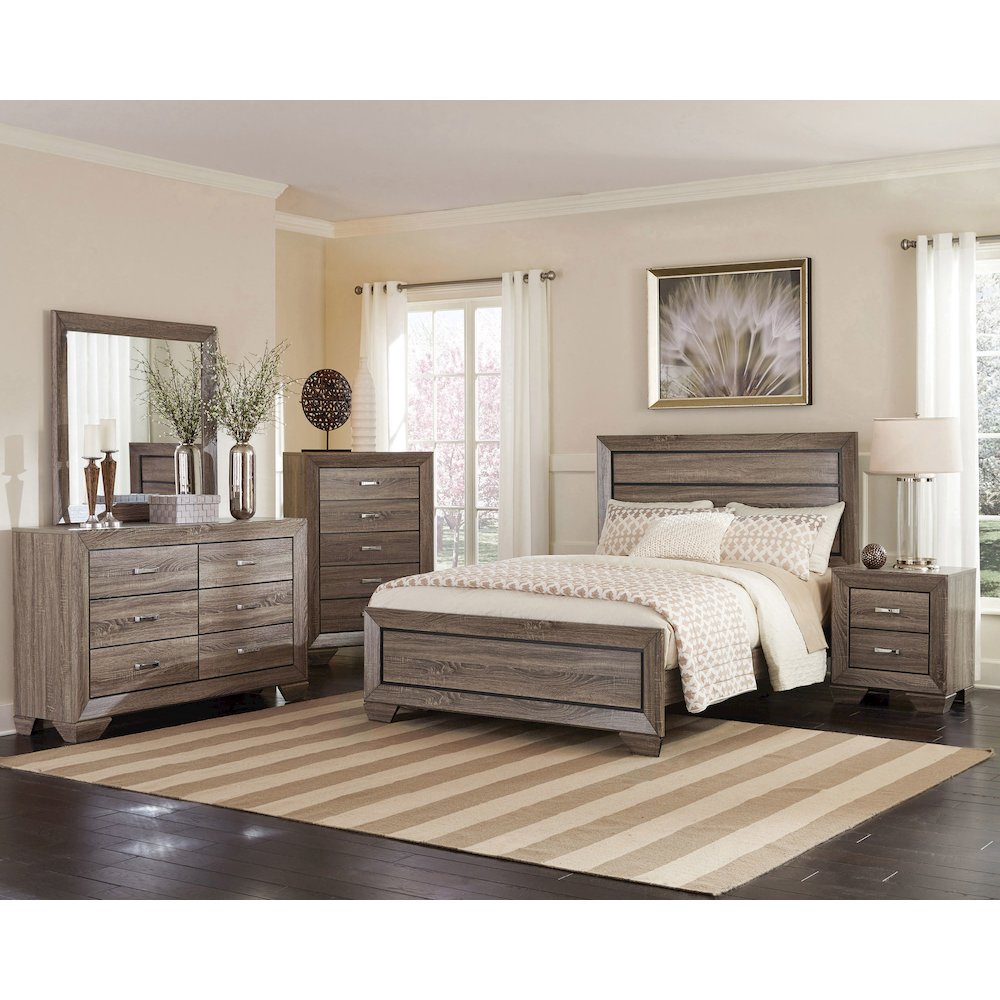 Kauffman Wood Queen Panel Bed Washed Taupe. Picture 10
