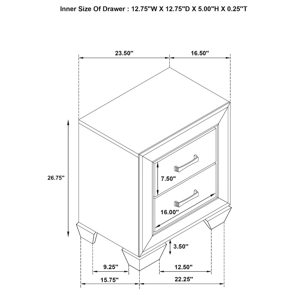 Kauffman 2-drawer Nightstand Washed Taupe. Picture 13