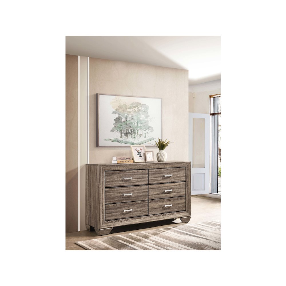 Kauffman 6-drawer Dresser Washed Taupe. Picture 10