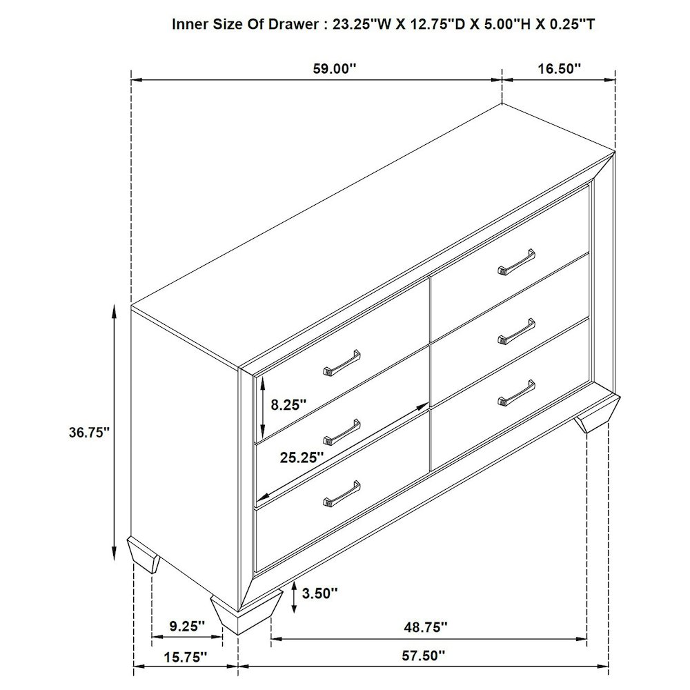 Kauffman 6-drawer Dresser Washed Taupe. Picture 13