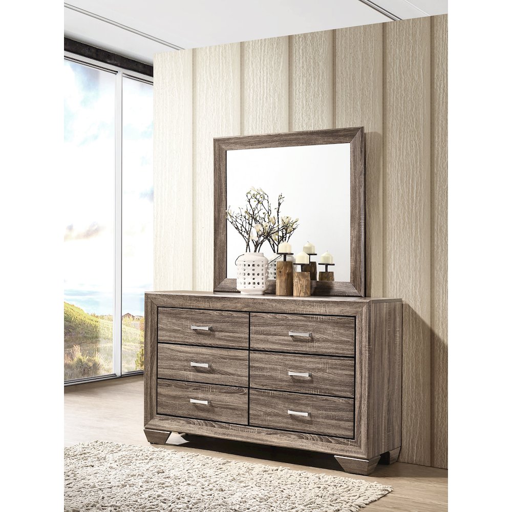 Kauffman 6-drawer Dresser with Mirror Washed Taupe. Picture 10