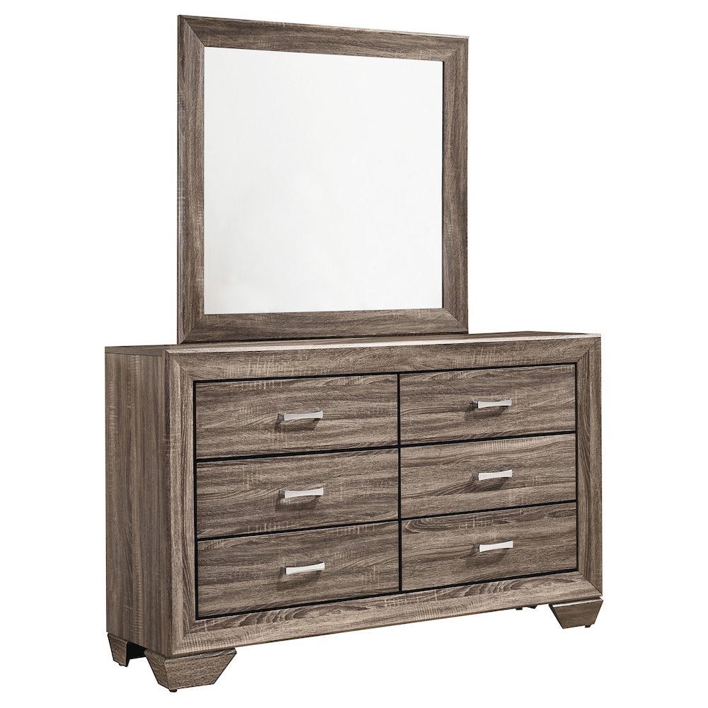 Kauffman 6-drawer Dresser with Mirror Washed Taupe. Picture 1