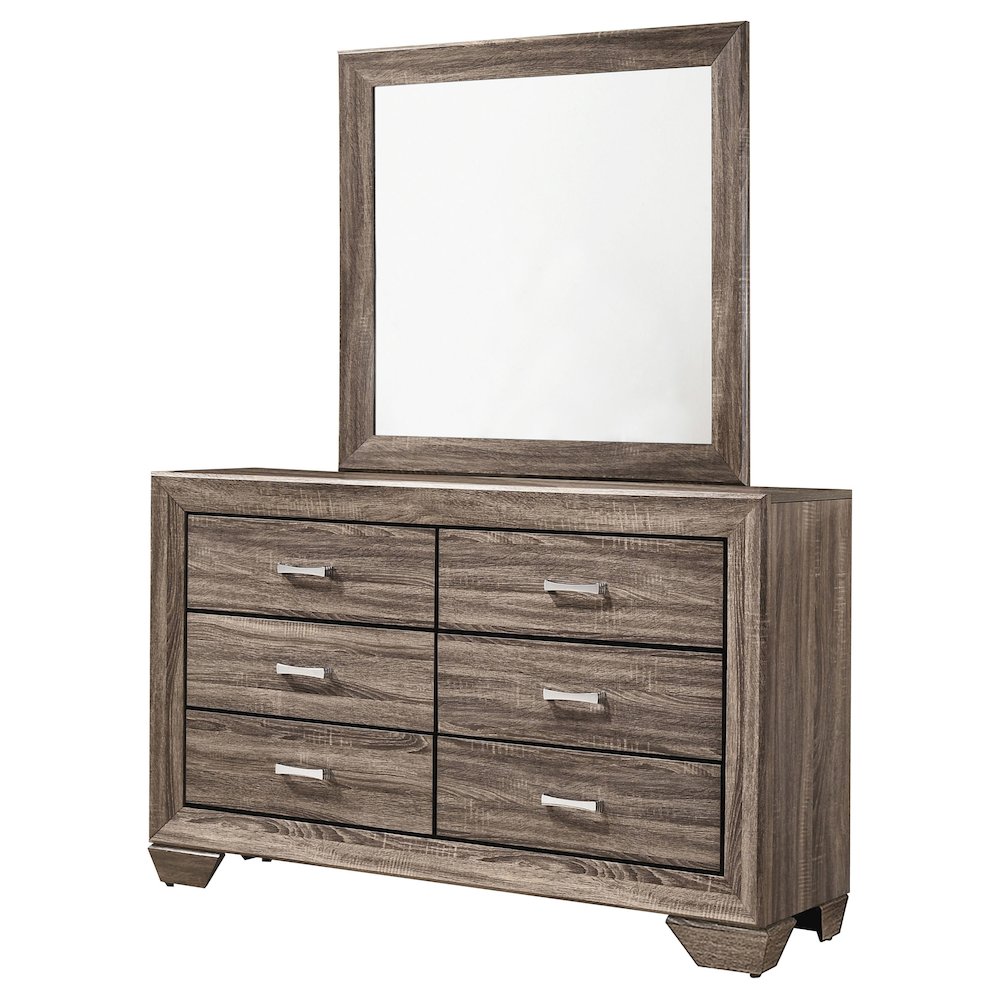 Kauffman 6-drawer Dresser with Mirror Washed Taupe. Picture 4