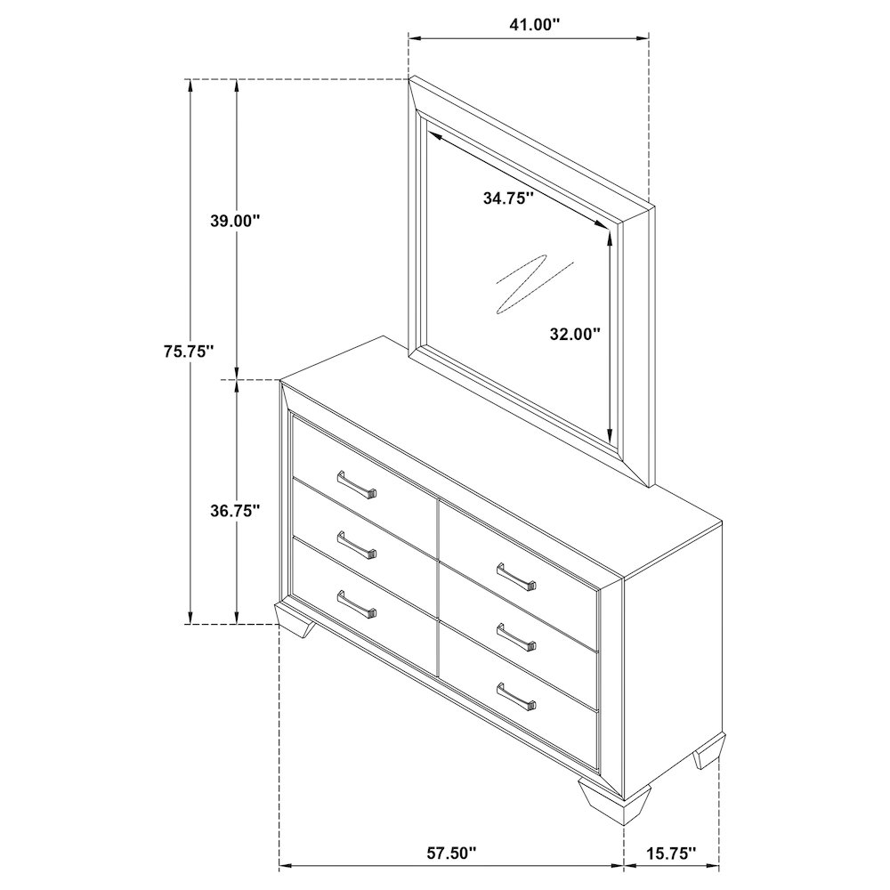 Kauffman 6-drawer Dresser with Mirror Washed Taupe. Picture 13