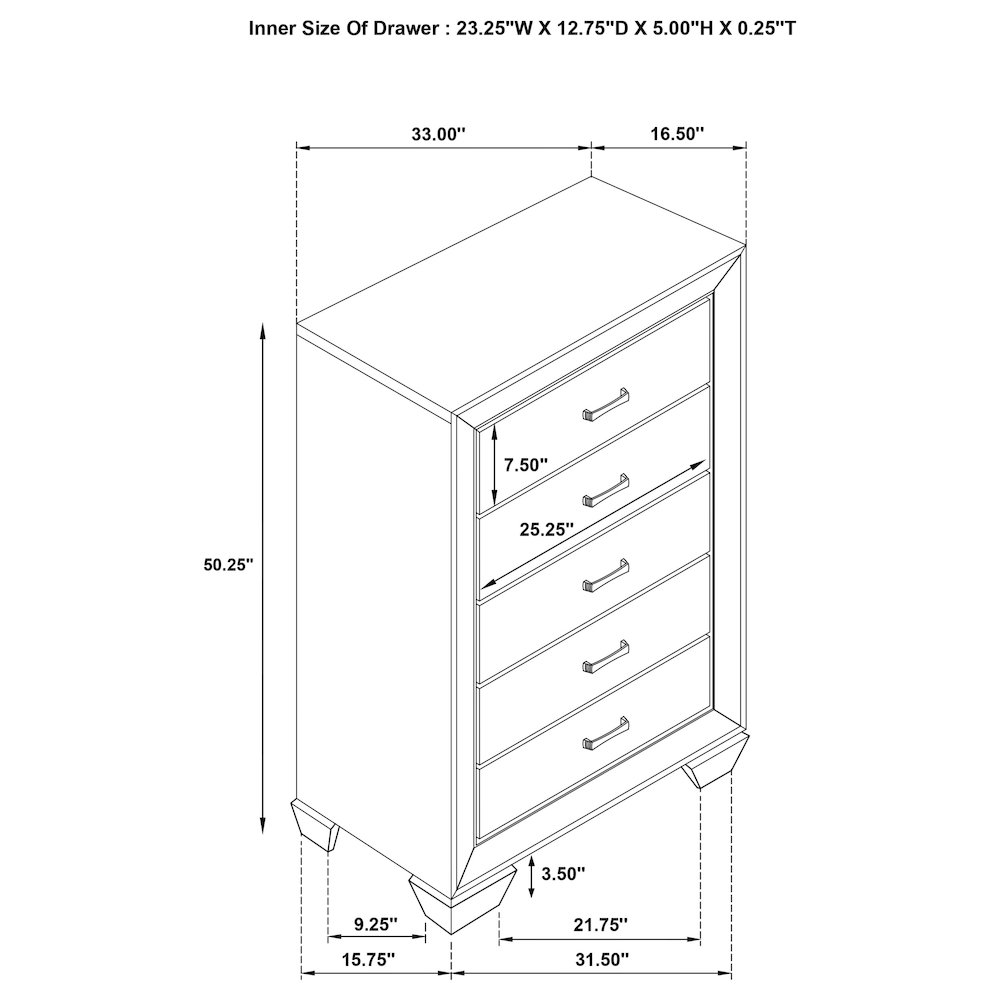 Kauffman 5-drawer Bedroom Chest Washed Taupe. Picture 13
