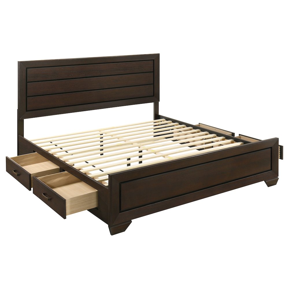 Kauffman Wood Eastern King Storage Panel Bed Dark Cocoa. Picture 1