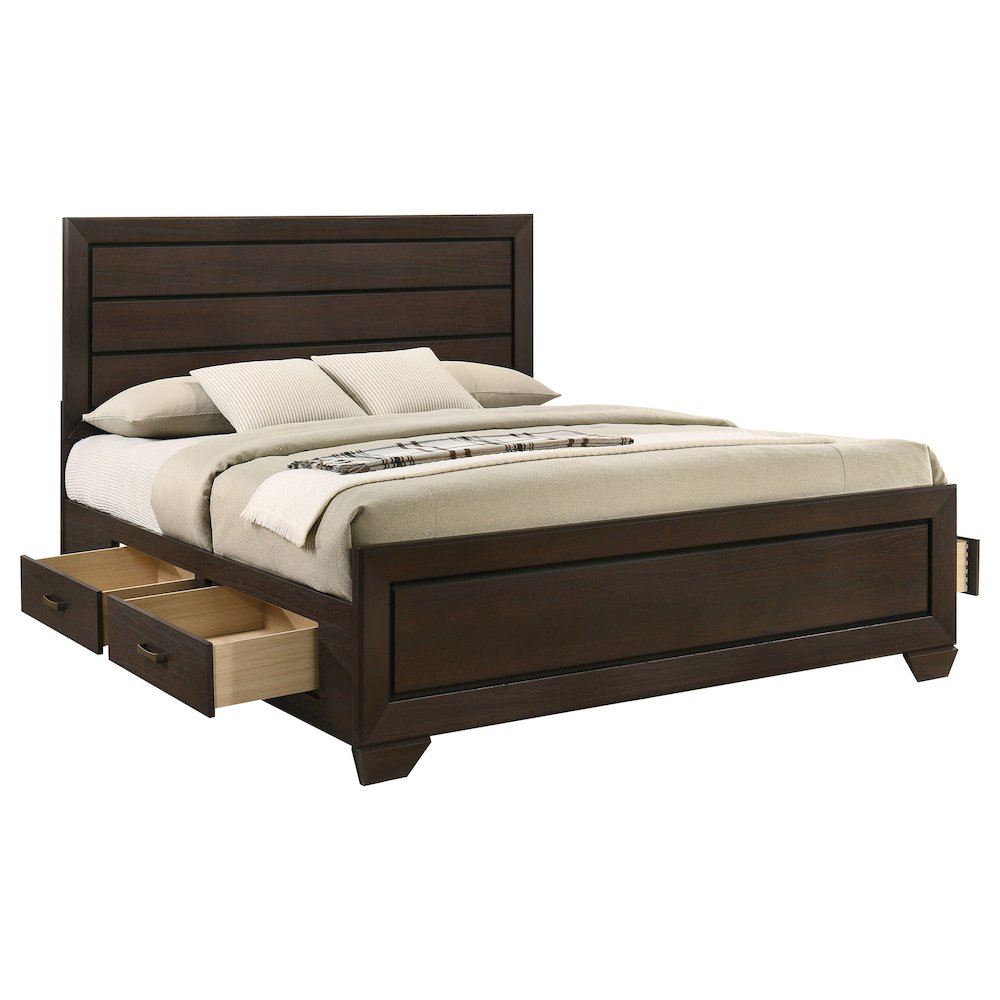 Kauffman Wood Eastern King Storage Panel Bed Dark Cocoa. Picture 5