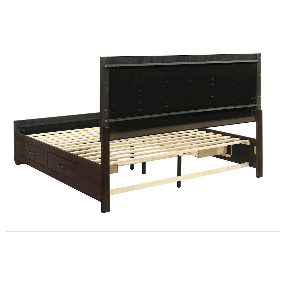 Kauffman Wood Eastern King Storage Panel Bed Dark Cocoa. Picture 8