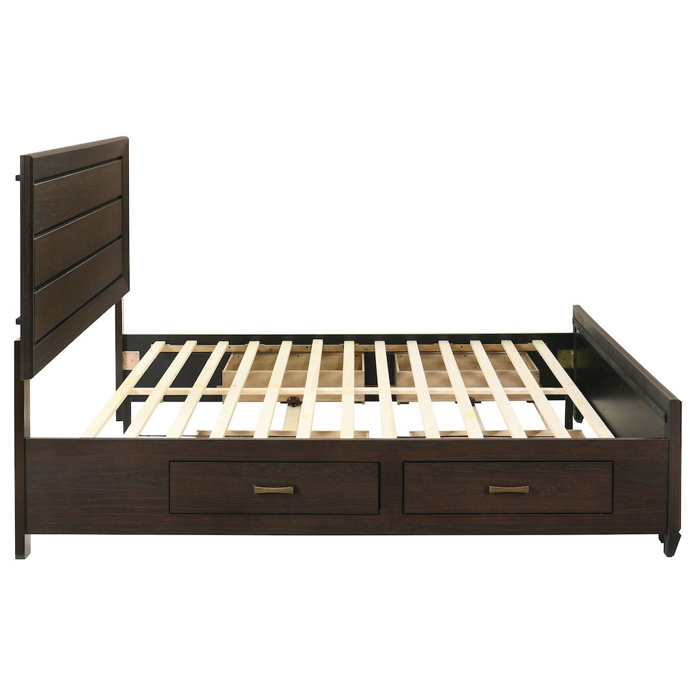 Kauffman Wood Eastern King Storage Panel Bed Dark Cocoa. Picture 9