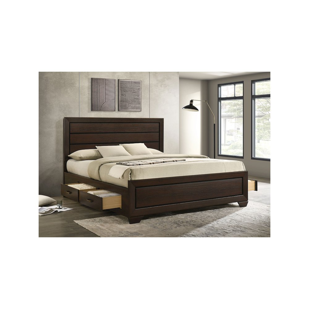 Kauffman Wood California King Storage Panel Bed Dark Cocoa. Picture 12