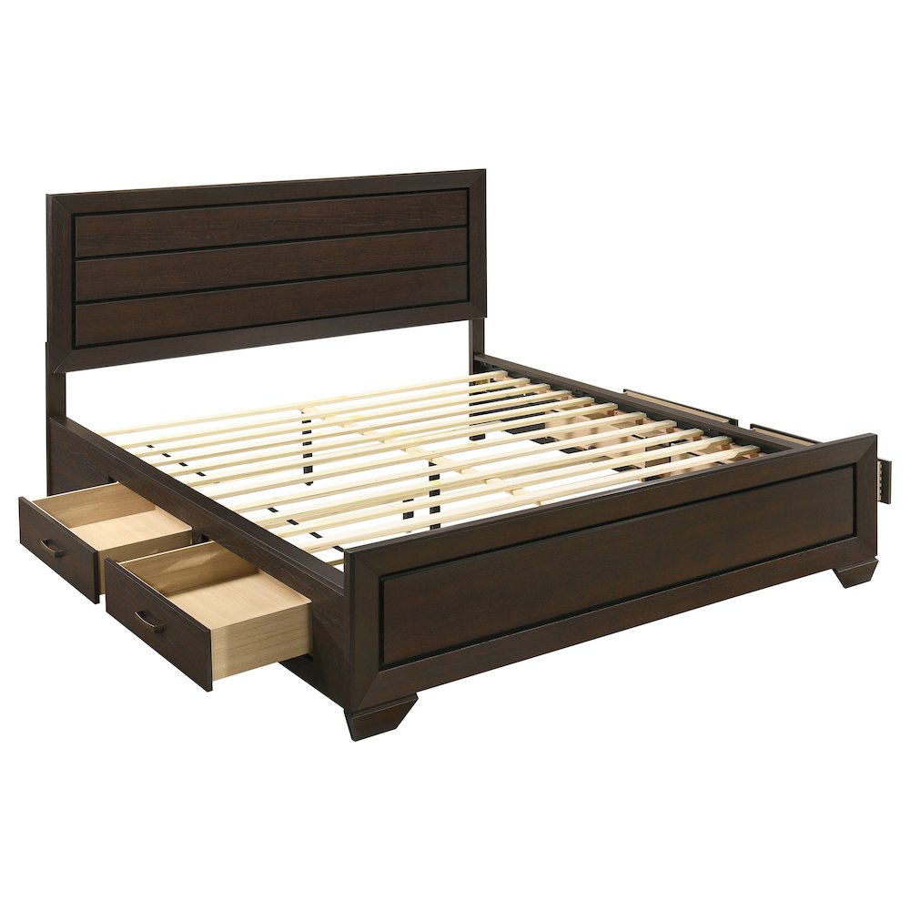 Kauffman Wood California King Storage Panel Bed Dark Cocoa. Picture 1