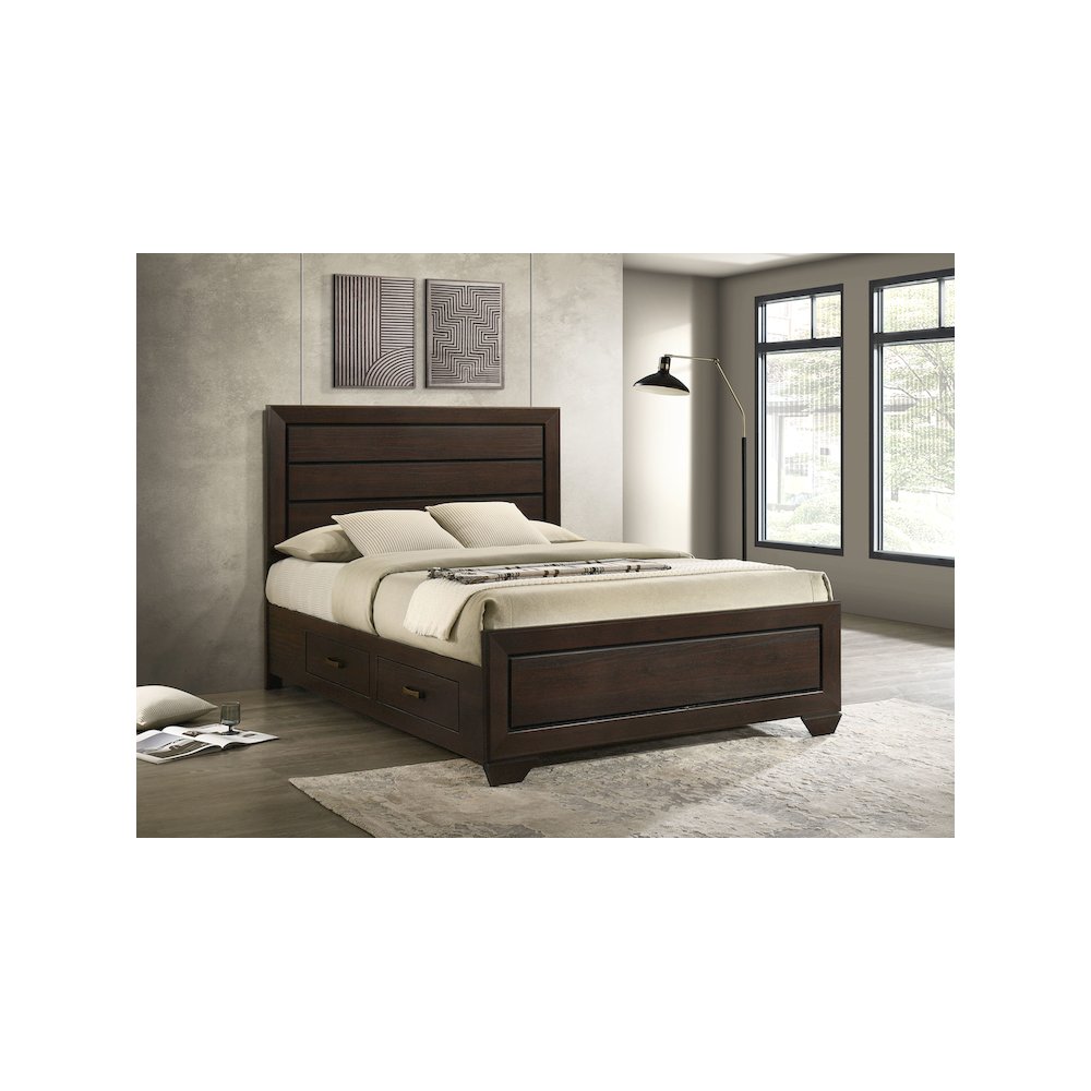 Kauffman Wood Queen Storage Panel Bed Dark Cocoa. Picture 11