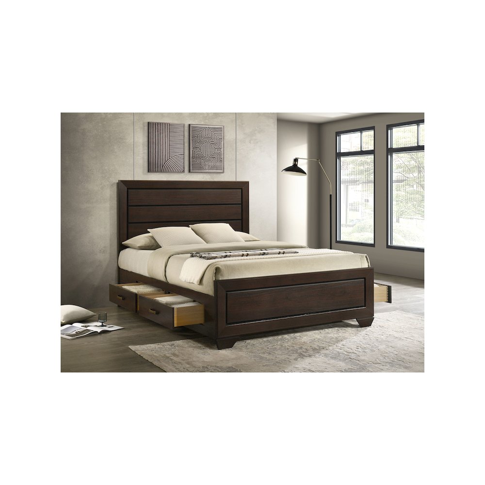 Kauffman Wood Queen Storage Panel Bed Dark Cocoa. Picture 12
