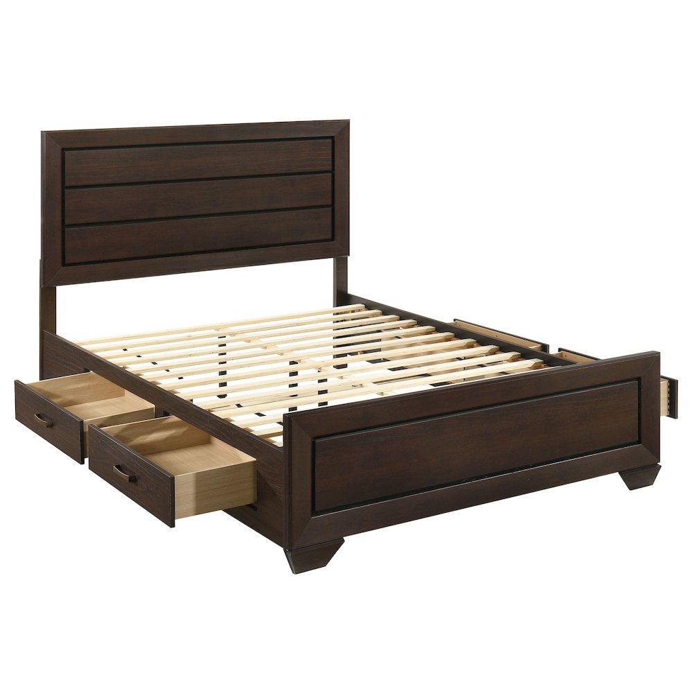Kauffman Wood Queen Storage Panel Bed Dark Cocoa. Picture 1