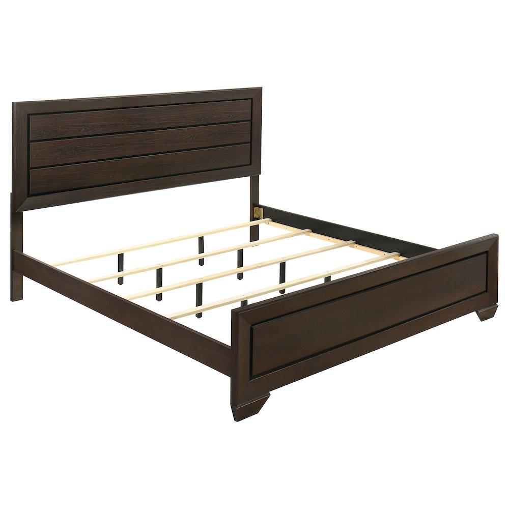 Kauffman Wood Eastern King Panel Bed Dark Cocoa. Picture 1