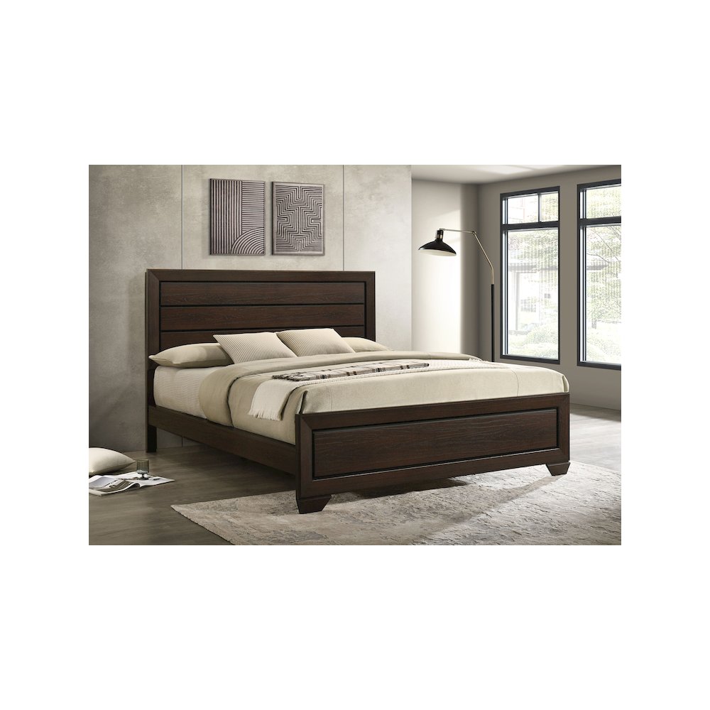 Kauffman Wood California King Panel Bed Dark Cocoa. Picture 6