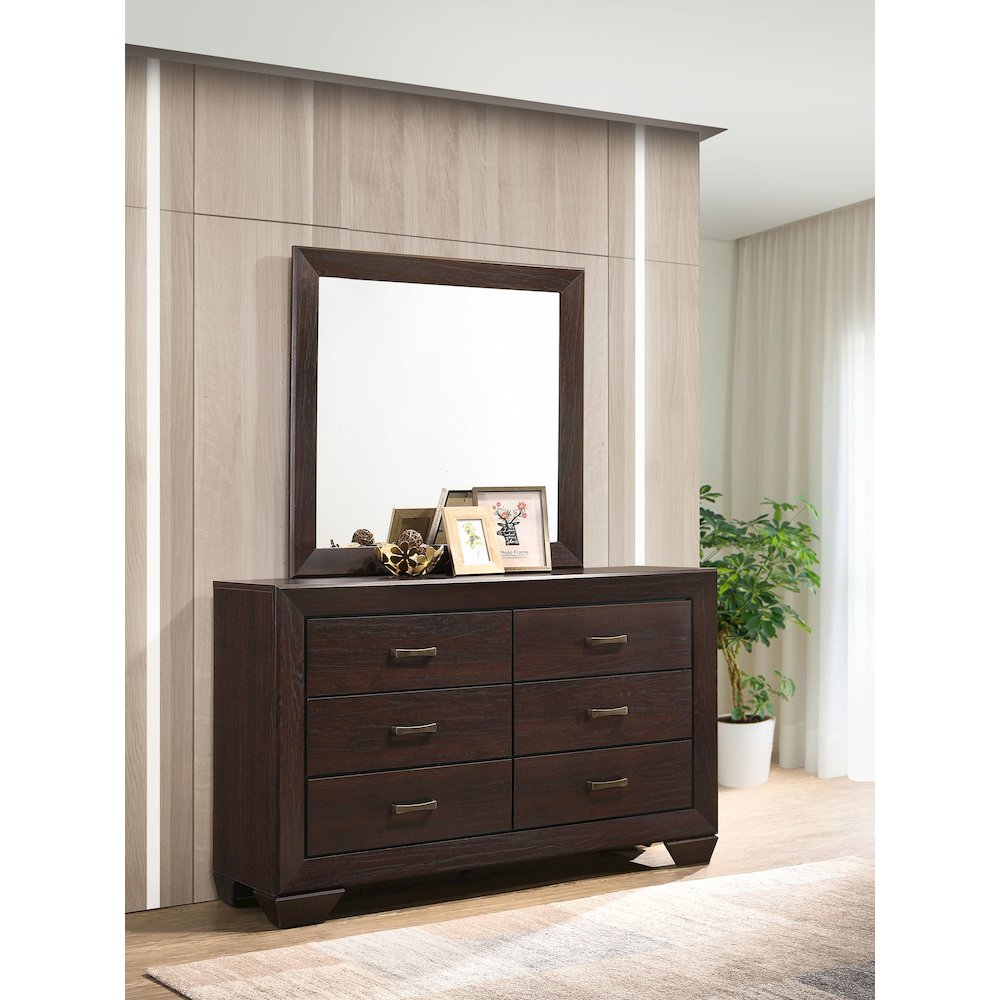 Kauffman 6-drawer Dresser with Mirror Dark Cocoa. Picture 10