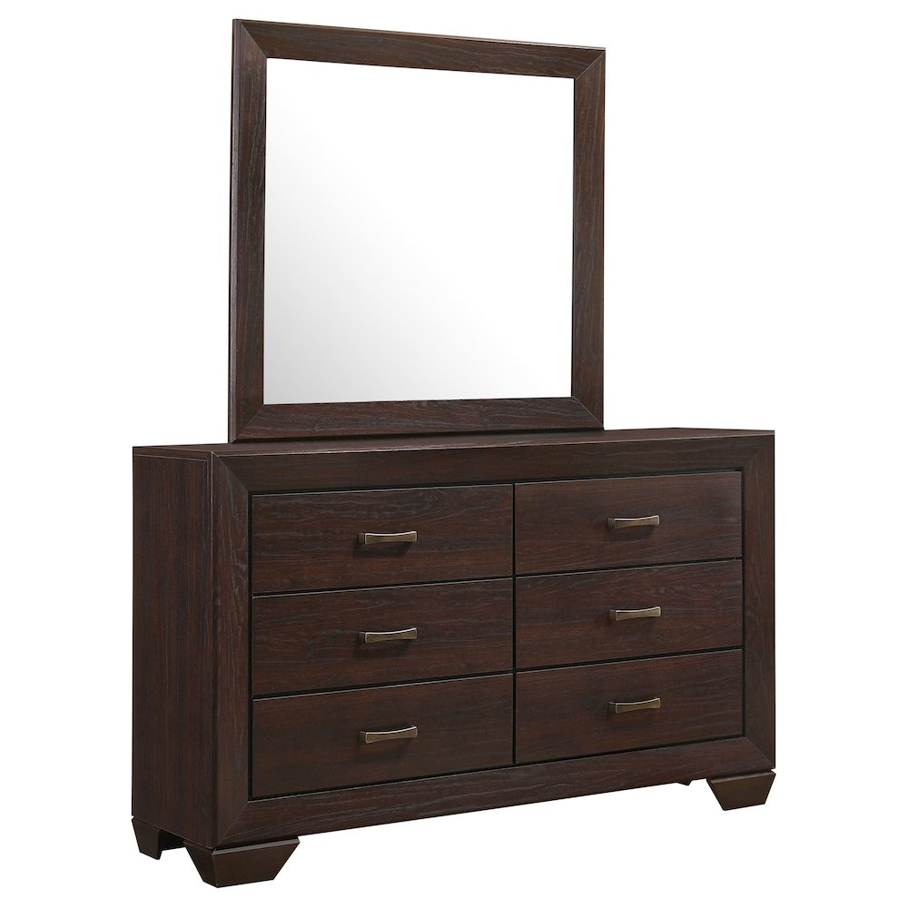 Kauffman 6-drawer Dresser with Mirror Dark Cocoa. Picture 1