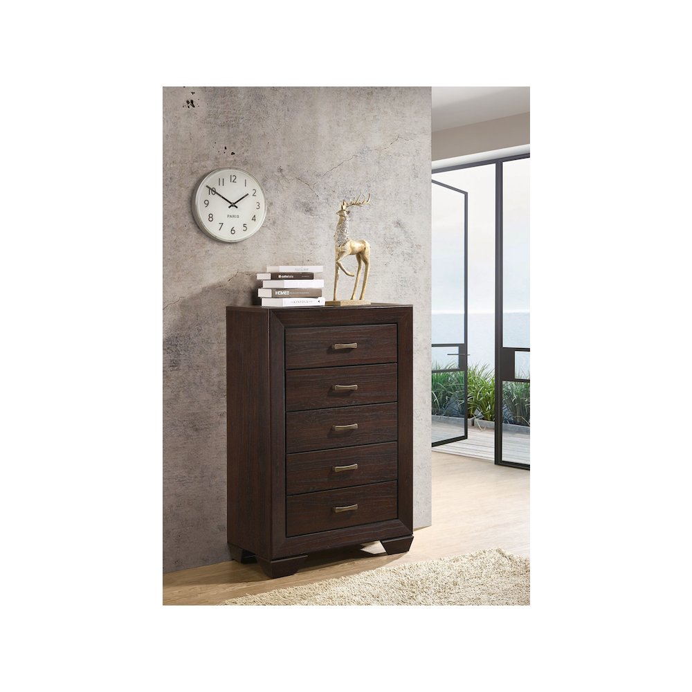 Kauffman 5-drawer Bedroom Chest Dark Cocoa. Picture 10
