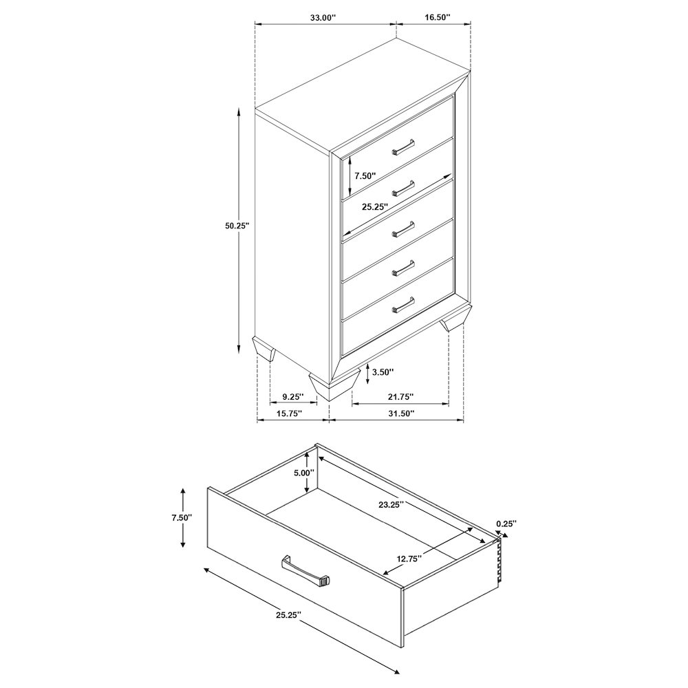 Kauffman 5-drawer Bedroom Chest Dark Cocoa. Picture 13