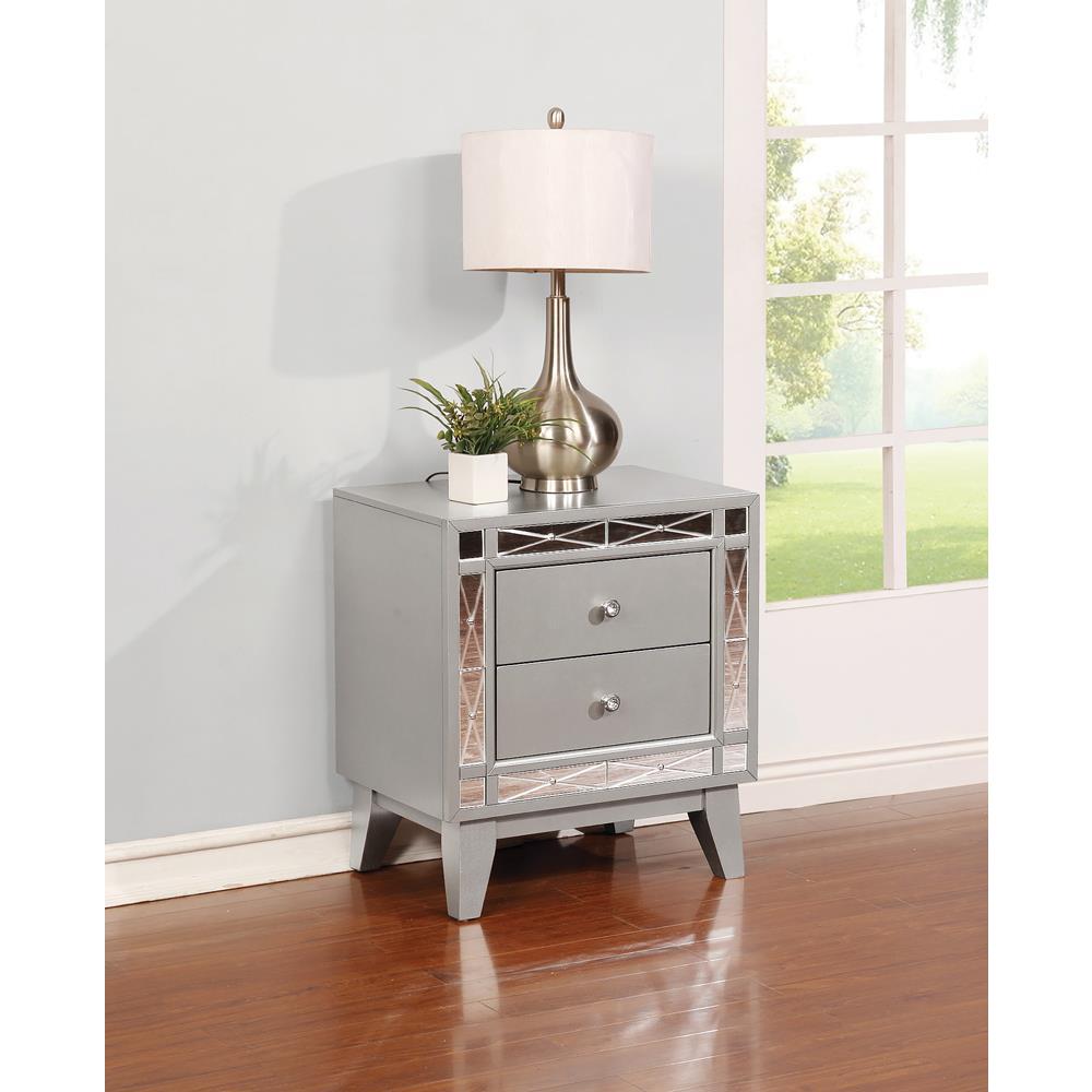 Leighton 2-drawer Nightstand Metallic Mercury. Picture 2