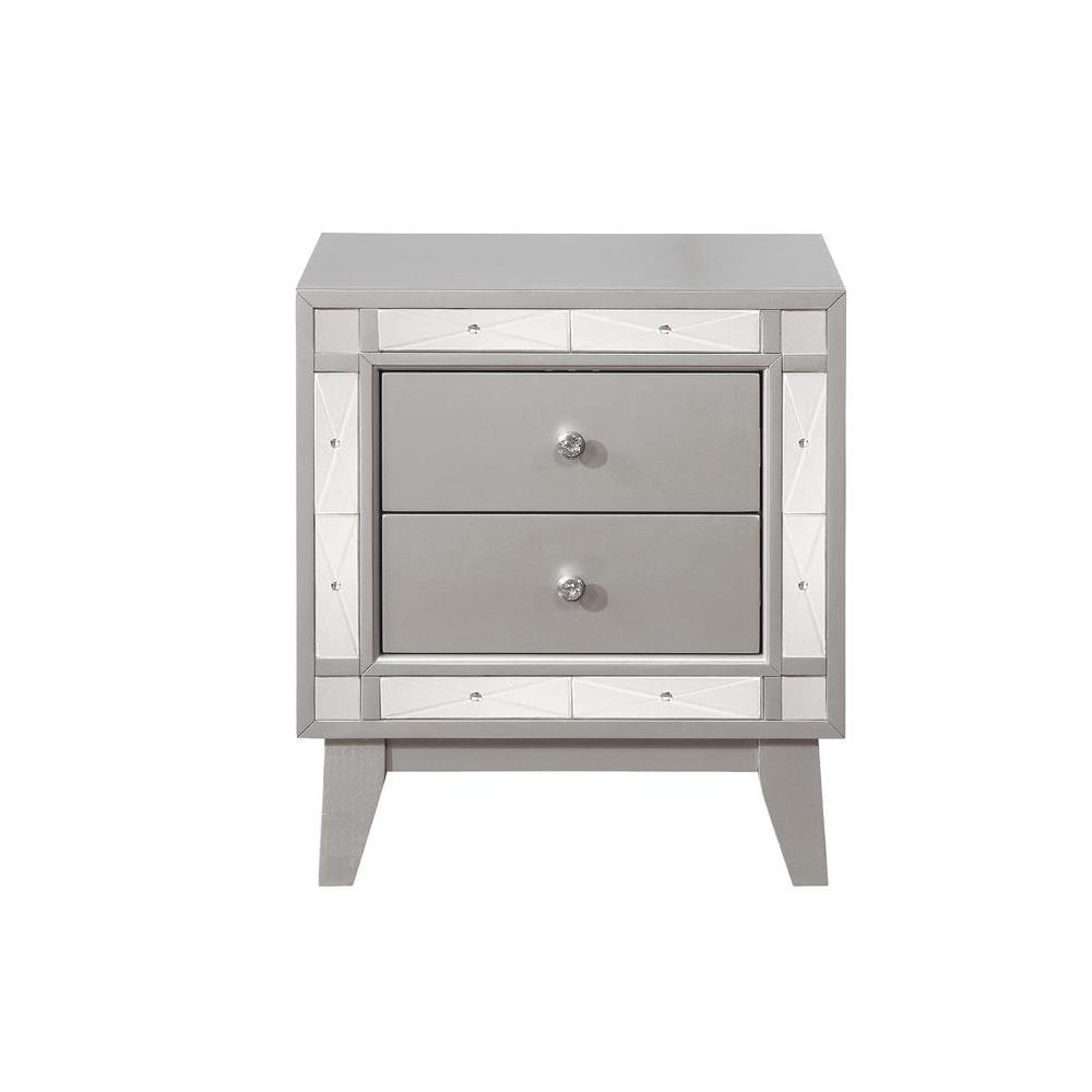 Leighton 2-drawer Nightstand Metallic Mercury. Picture 3
