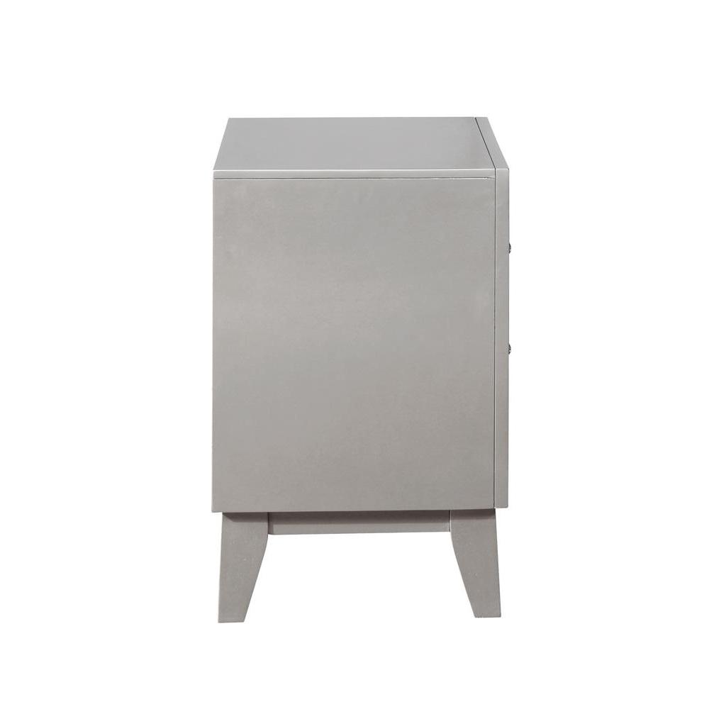 Leighton 2-drawer Nightstand Metallic Mercury. Picture 6