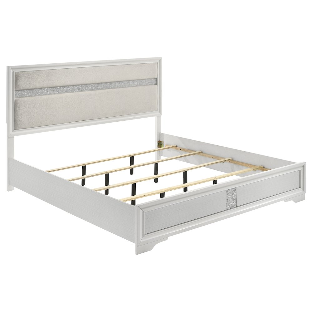Miranda 54-inch Upholstered Eastern King Panel Bed White. Picture 1