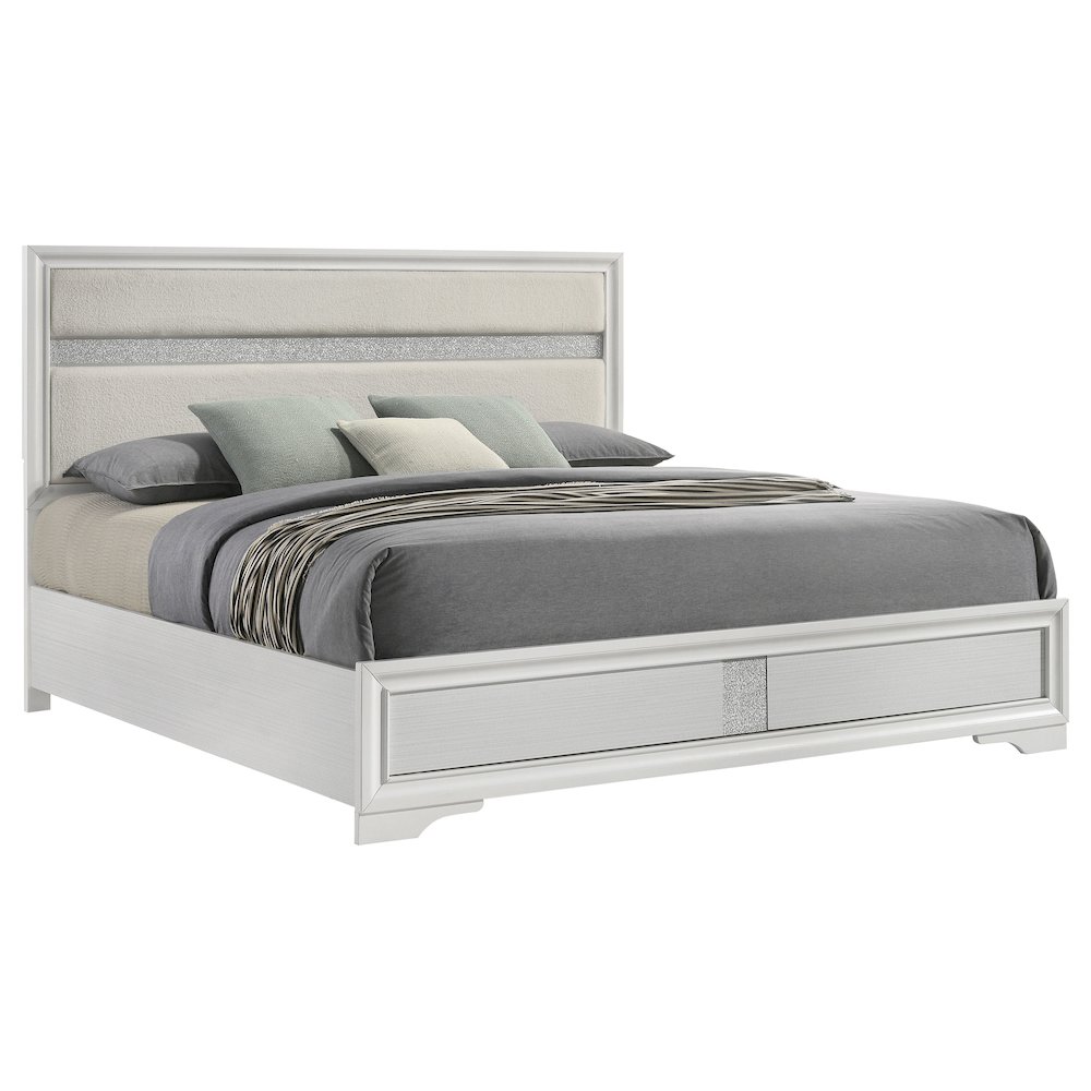 Miranda 54-inch Upholstered Eastern King Panel Bed White. Picture 3