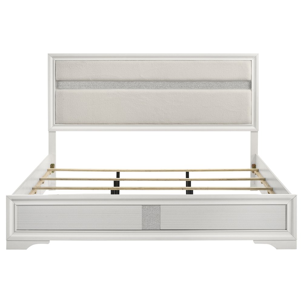 Miranda 54-inch Upholstered Eastern King Panel Bed White. Picture 4
