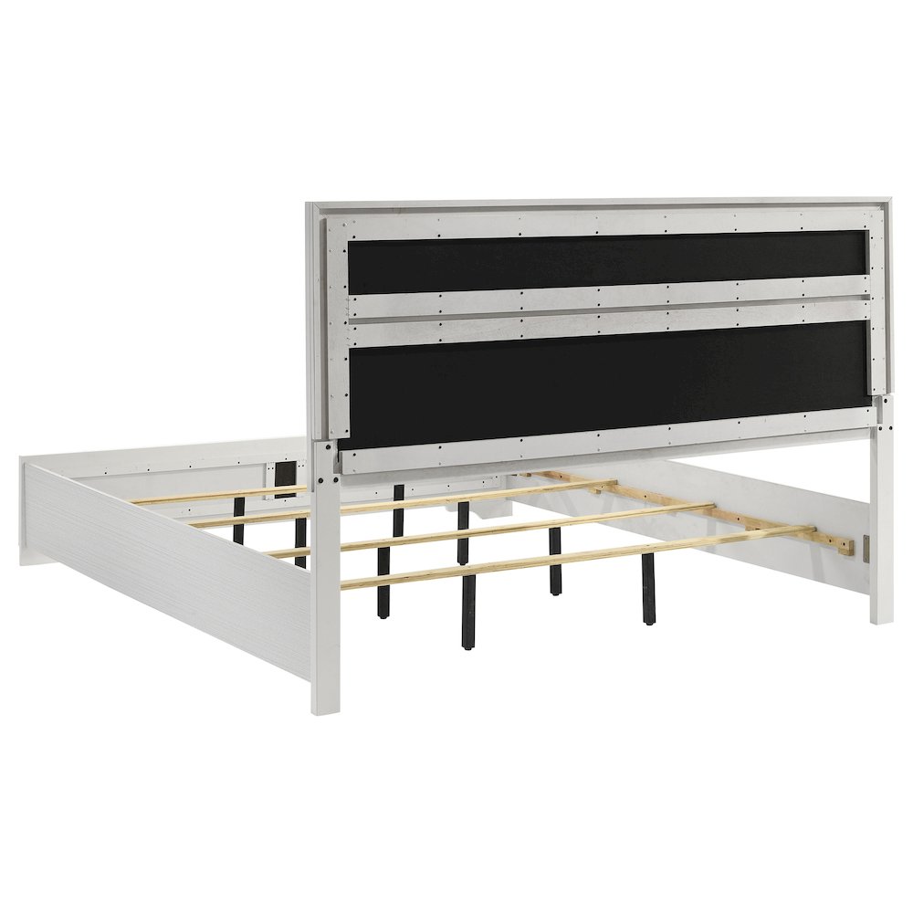 Miranda 54-inch Upholstered Eastern King Panel Bed White. Picture 5