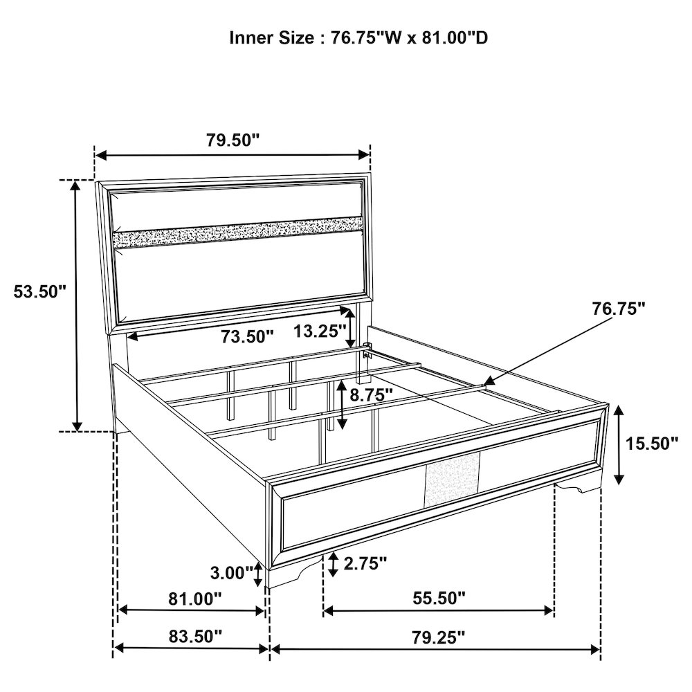 Miranda 54-inch Upholstered Eastern King Panel Bed White. Picture 11