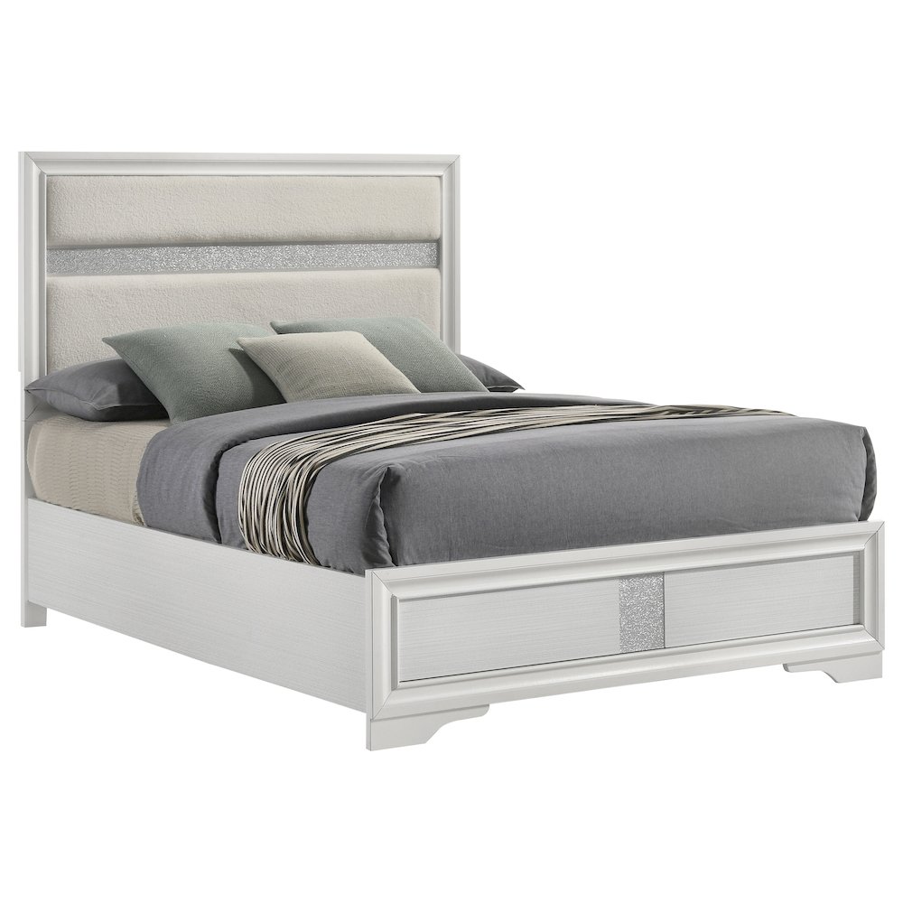 Miranda 54-inch Upholstered Queen Panel Bed White. Picture 3