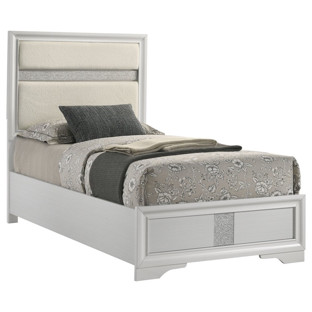 Miranda 54-inch Upholstered Twin Panel Bed White. Picture 3