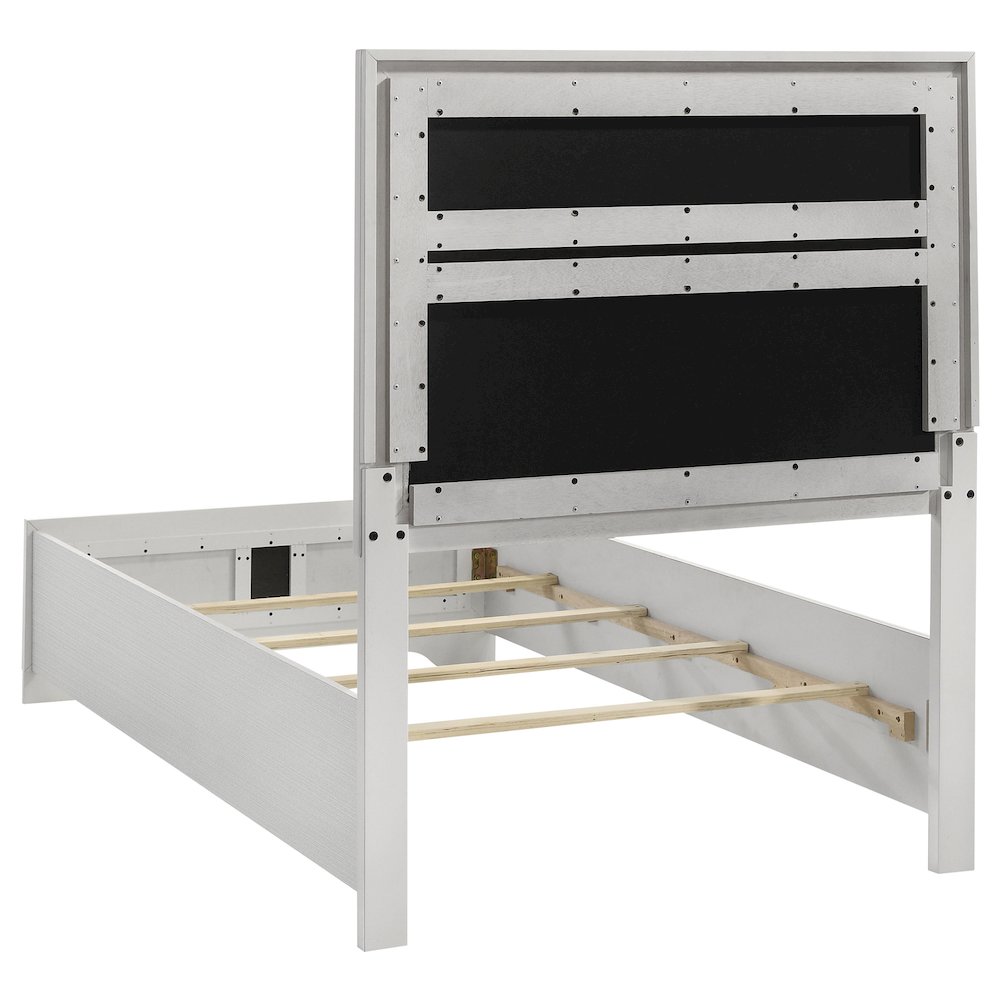 Miranda 54-inch Upholstered Twin Panel Bed White. Picture 4