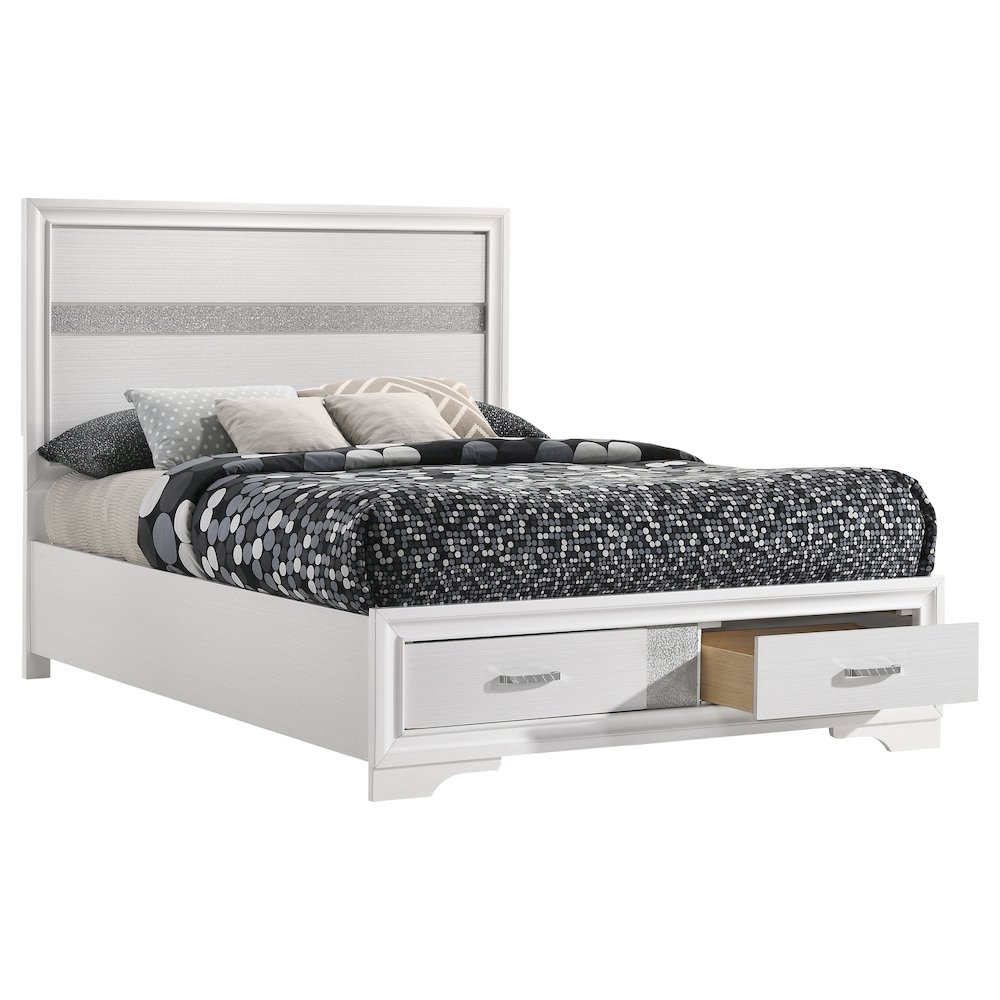 Miranda 51-inch Wood Full Storage Panel Bed White. Picture 3