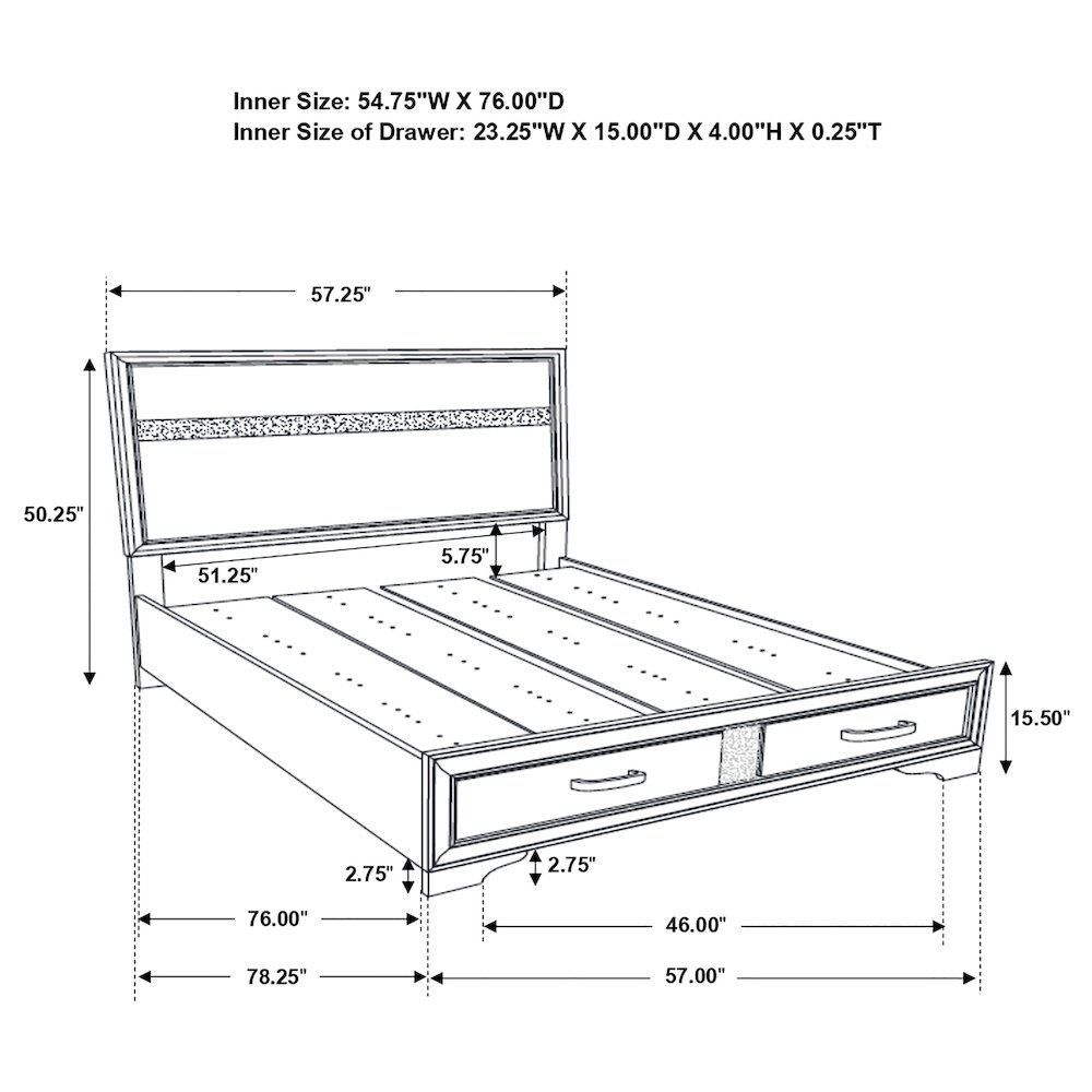 Miranda 51-inch Wood Full Storage Panel Bed White. Picture 13