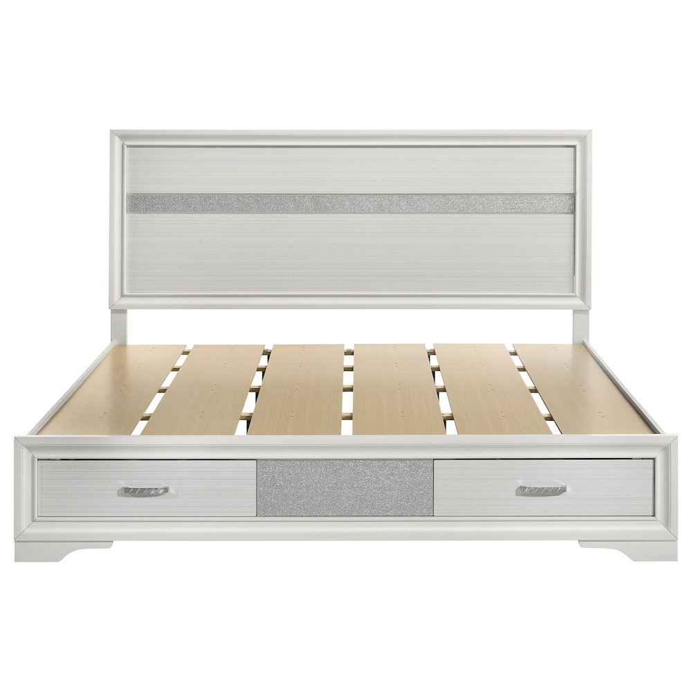 Miranda 51-inch Wood Eastern King Storage Panel Bed White. Picture 4
