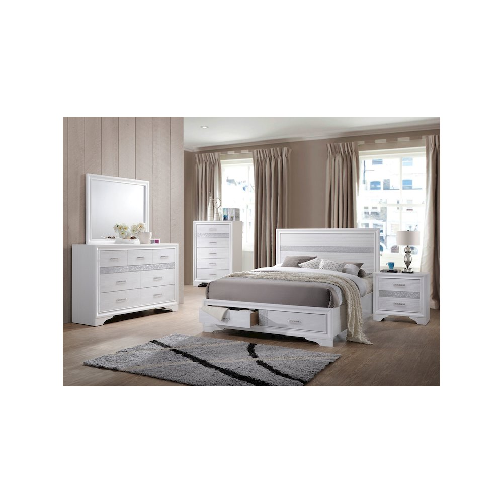 Miranda 51-inch Wood Eastern King Storage Panel Bed White. Picture 9