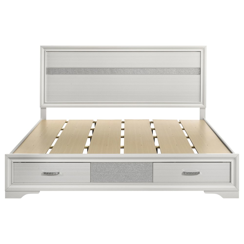 Miranda 51-inch Wood California King Storage Panel Bed White. Picture 4