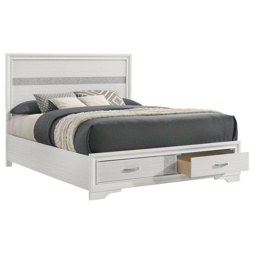 Miranda 51-inch Wood Queen Storage Panel Bed White. Picture 3