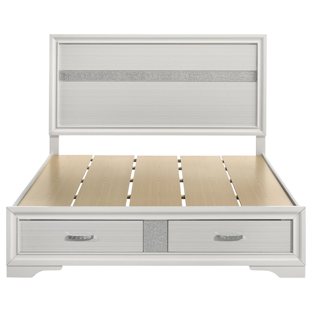 Miranda 51-inch Wood Queen Storage Panel Bed White. Picture 4