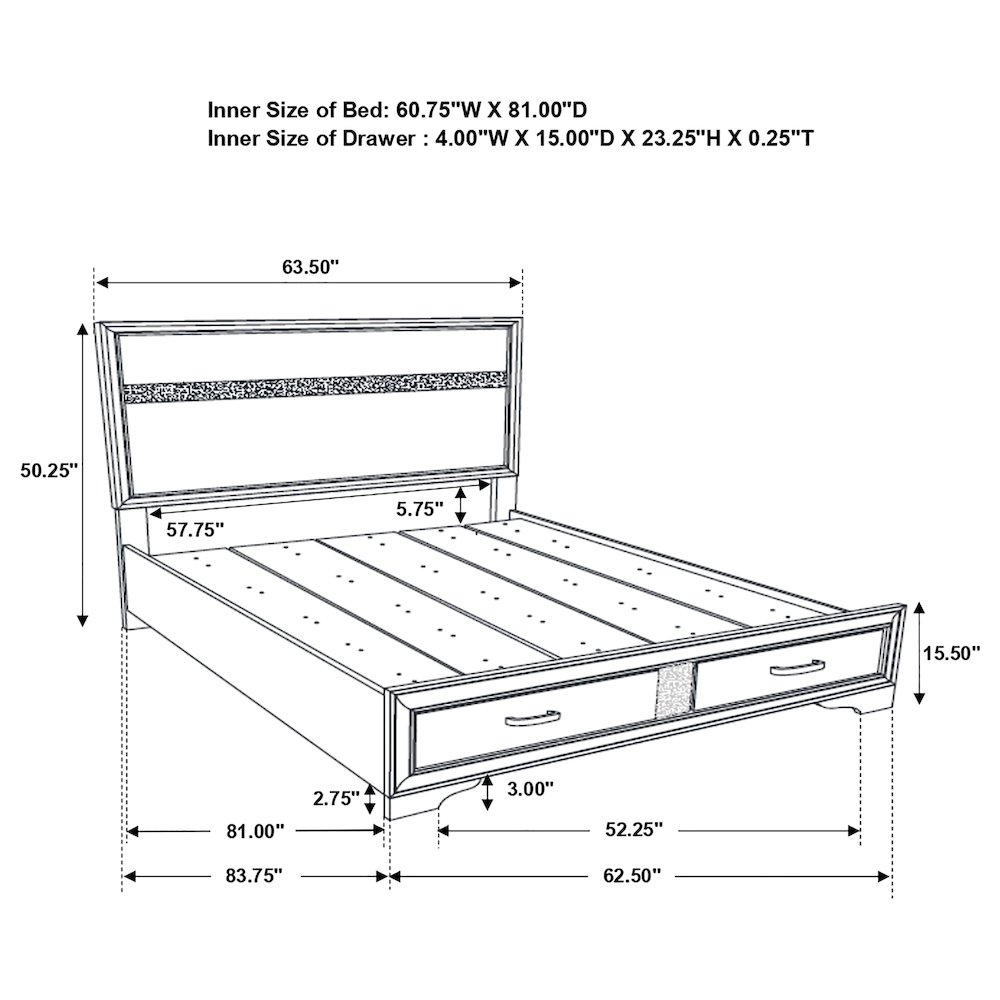 Miranda 51-inch Wood Queen Storage Panel Bed White. Picture 10