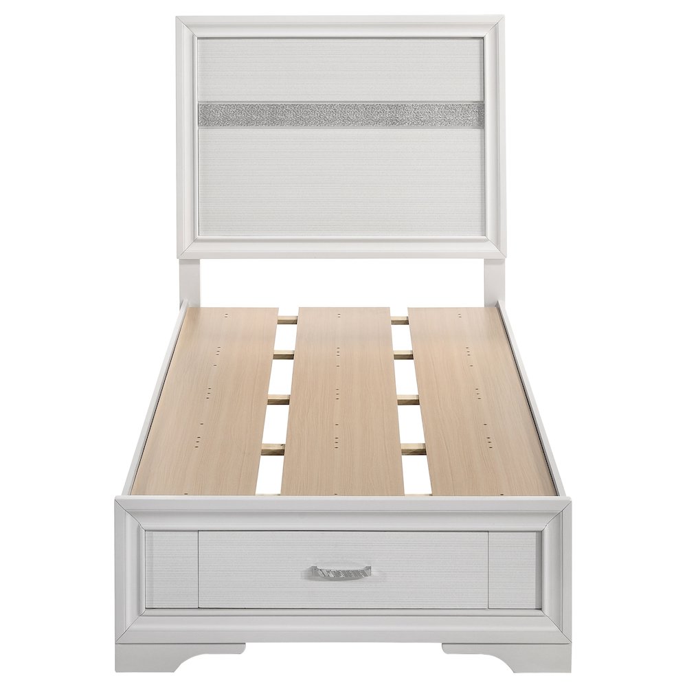 Miranda 51-inch Wood Twin Storage Panel Bed White. Picture 4