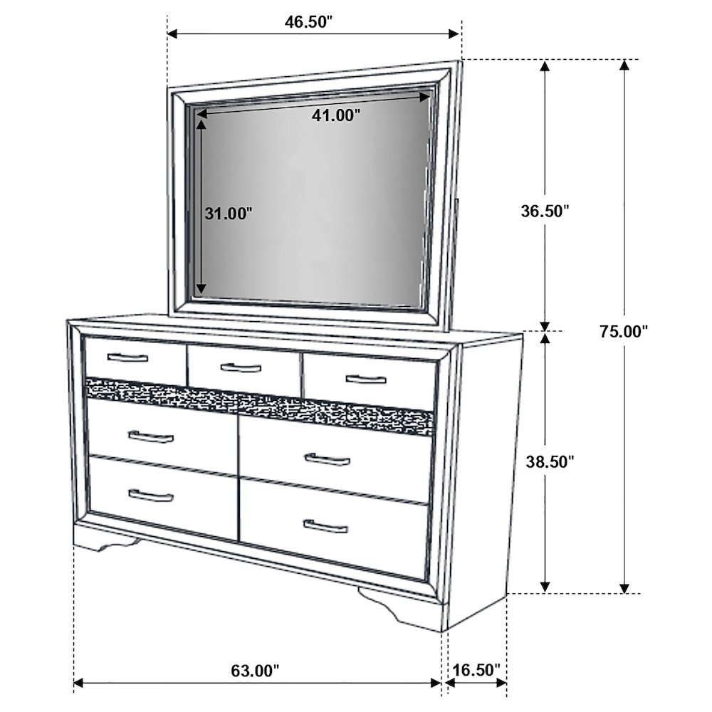 Miranda 7-drawer Dresser with Mirror White. Picture 14