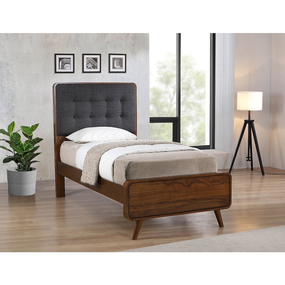 Robyn Wood Twin Platform Bed Dark Walnut. Picture 2